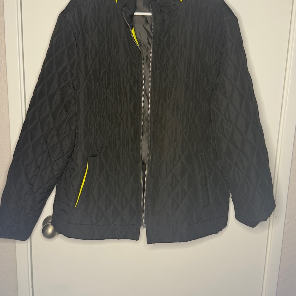 Black Quilted Spirit Jacket with Yellow Accents